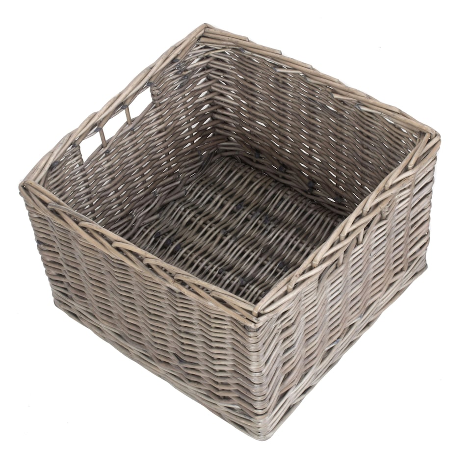 image 1 of Square Antique Wash Unlined Storage Basket Brown | Brown | M