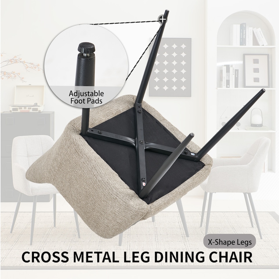 image 1 of SONARA Dining Chair Set of 2, Water-Repellent Plush Chenille Upholstered for Dining Room | Brown