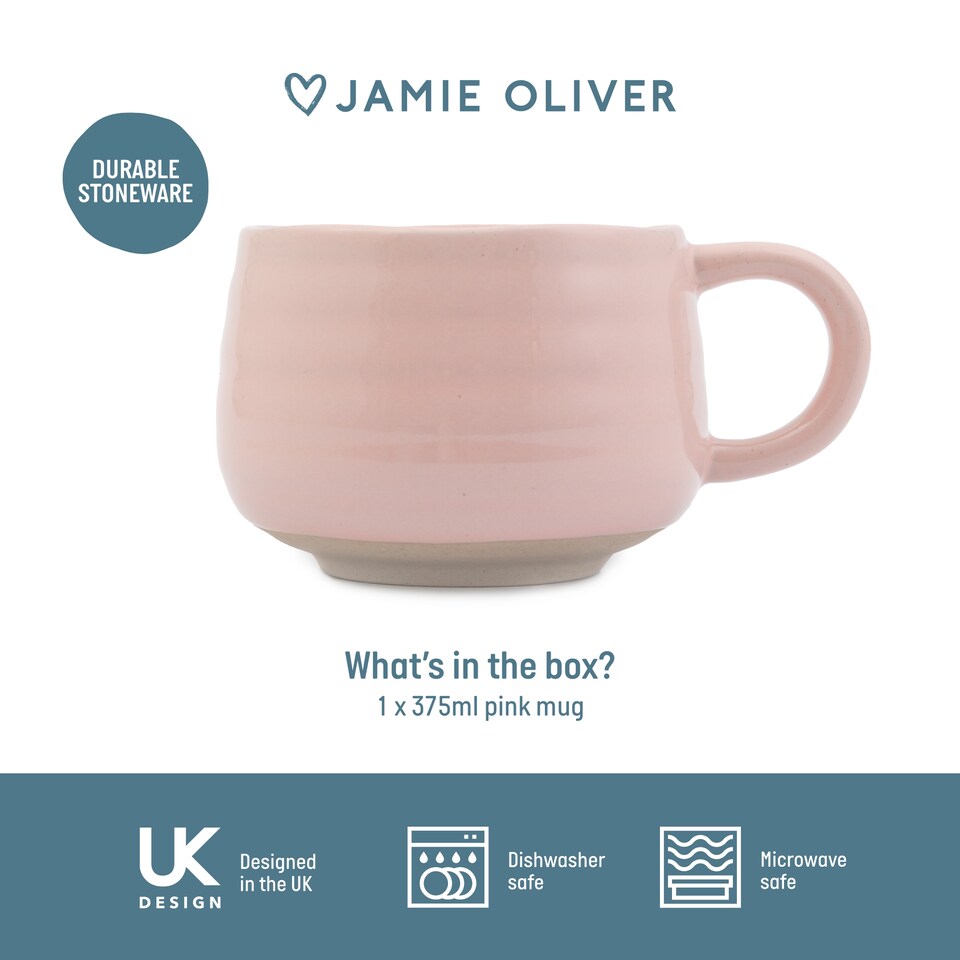 image 1 of Jamie Oliver Big Love Pink Stoneware Mugs, Set of 4, 375ml | Pink | Pink