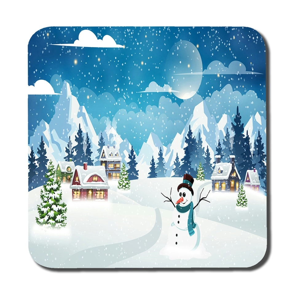 image 1 of Evening village winter landscape (coaster)