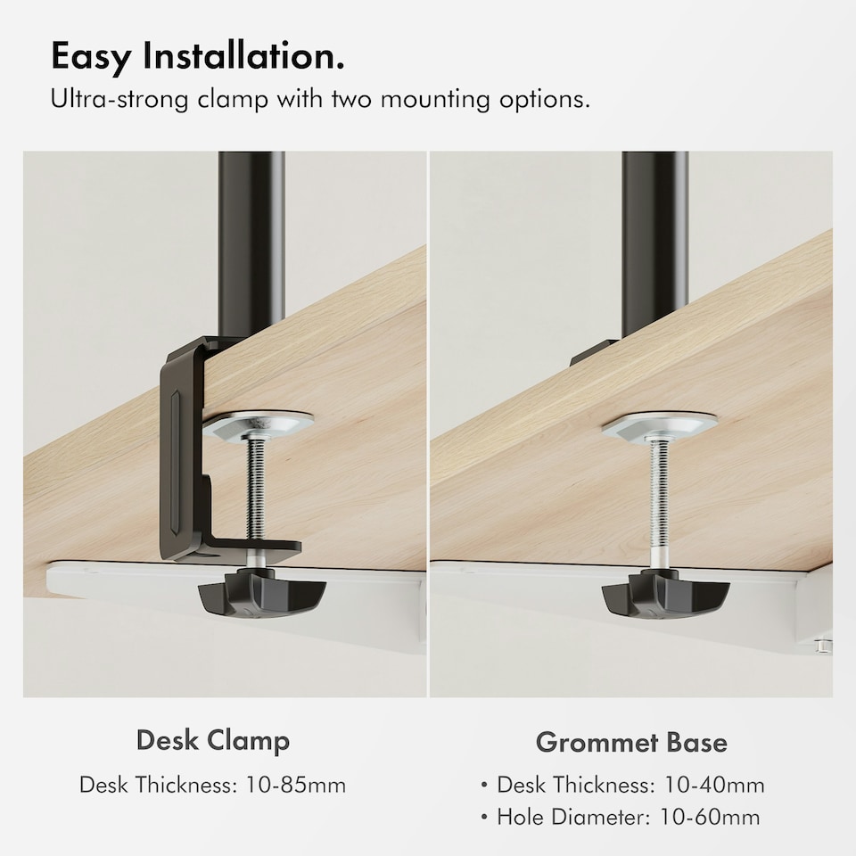image 1 of VonHaus Adjustable Dual Monitor Stand for 13-32" Screens