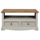 image 4 of Corona Flat Screen TV Unit - Antique Waxed Pine Media Cabinet with Drawers, Shelf, and Traditional Mexican Design | Grey | Grey | 1