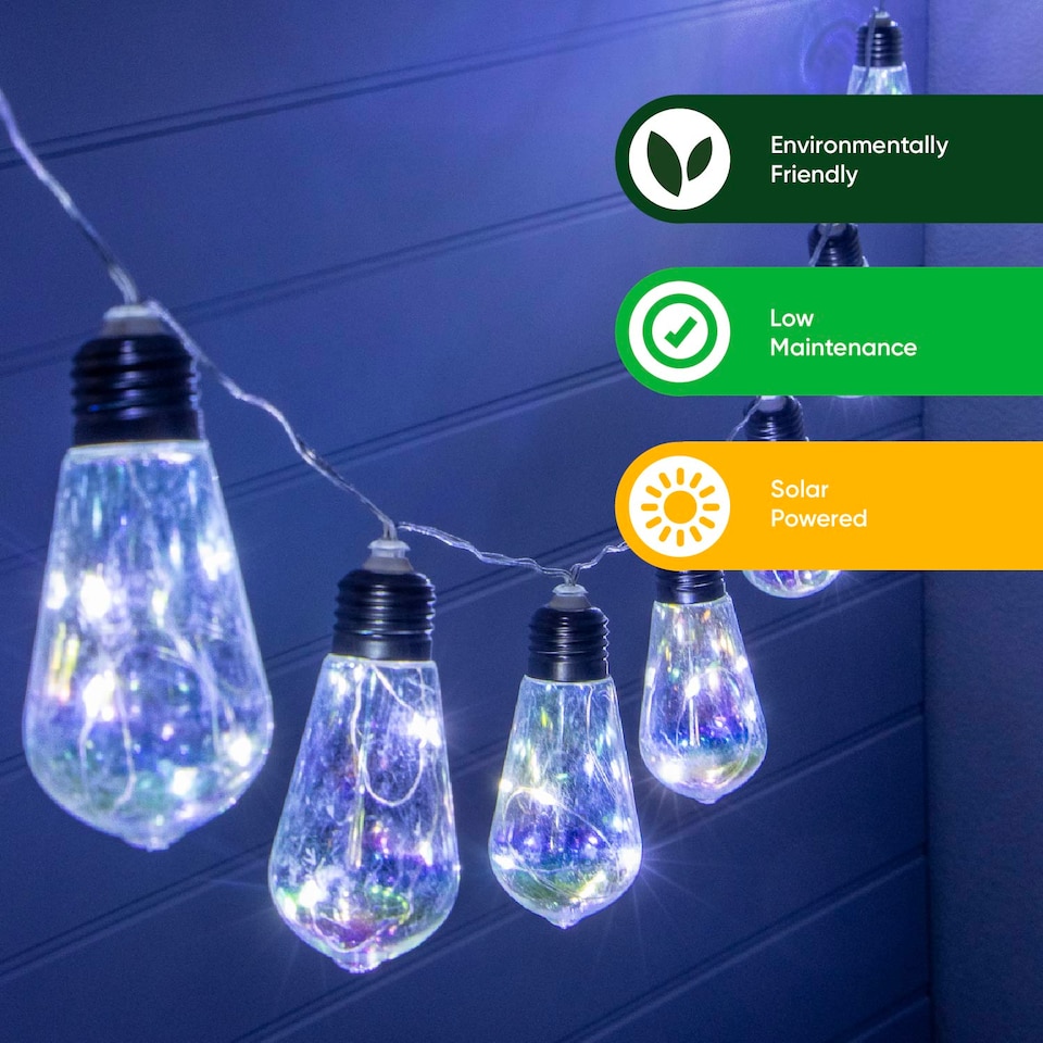 image 1 of Gardenwize 2m Solar LED Tubular Bulb String Lights Outdoor