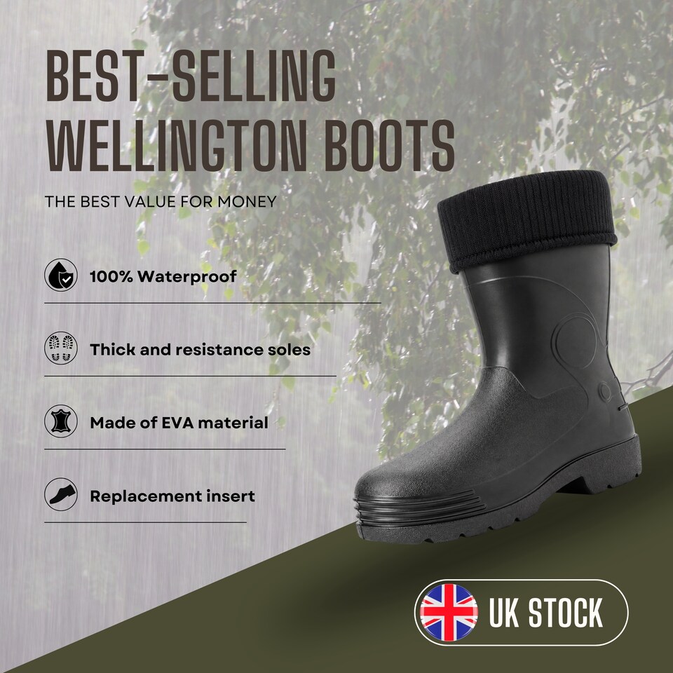 image 1 of Demar Farmer Men's EVA Rain Boots with Removable Insert, Black, EU 43
