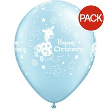 Qualatex Latex Giraffe Christening Balloon (Pack of 50) - Blue - Pack of 50