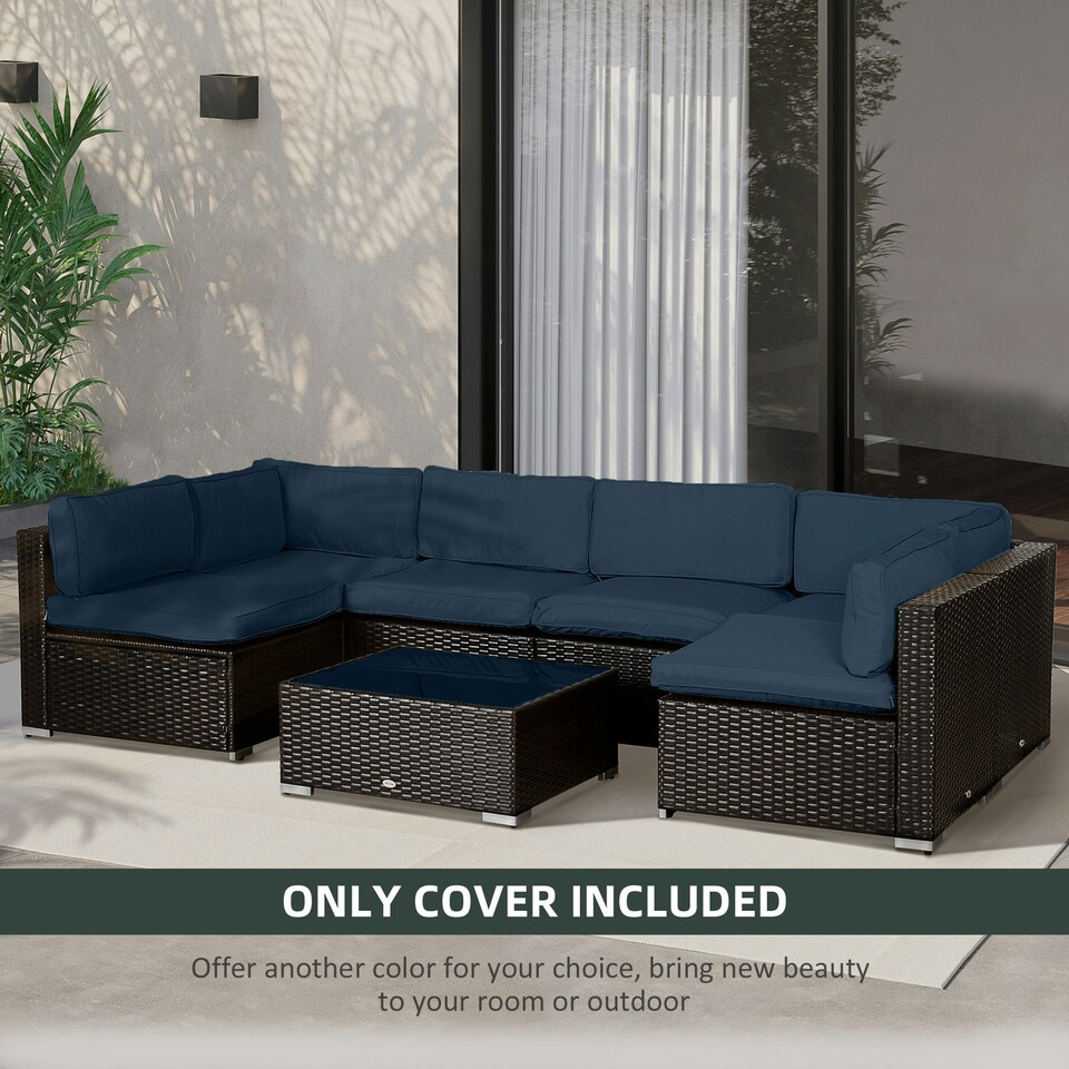image 1 of Outsunny Garden Rattan Sofa Set Polyester Cover Replacement No Cushion Beige