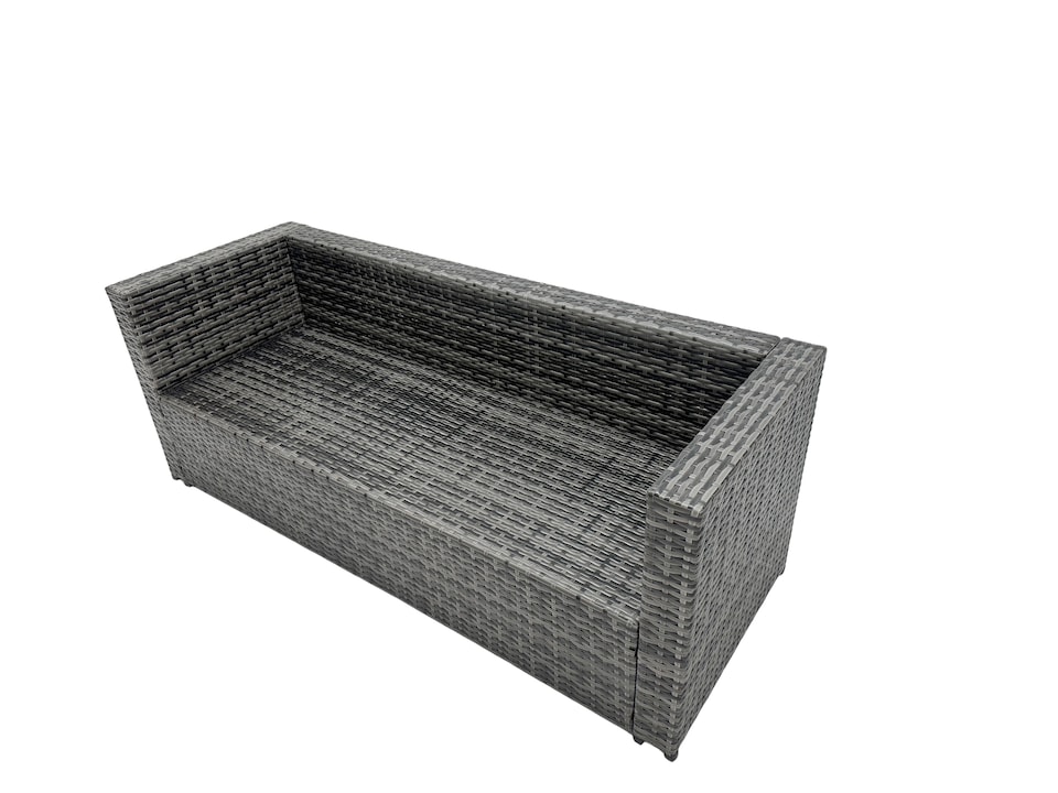 image 1 of Fimous Rattan Garden Furniture Dining Set 9-seater Patio Coffee Table Sofa Set with 2 Small Stools 2 Side Tables Dark Grey Mixed
