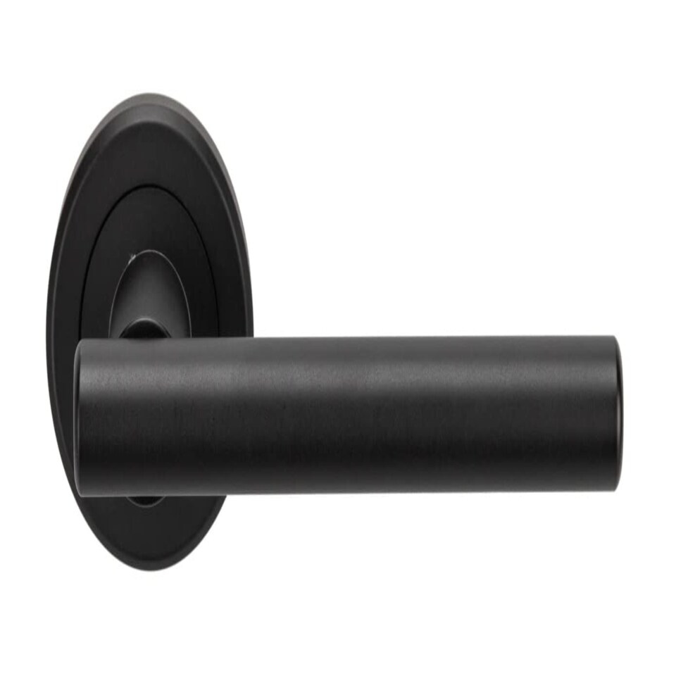 image 1 of Golden Grace 6 Pairs Straight T-Bar Door Handles on Round Rose in Matt Black Finish Black