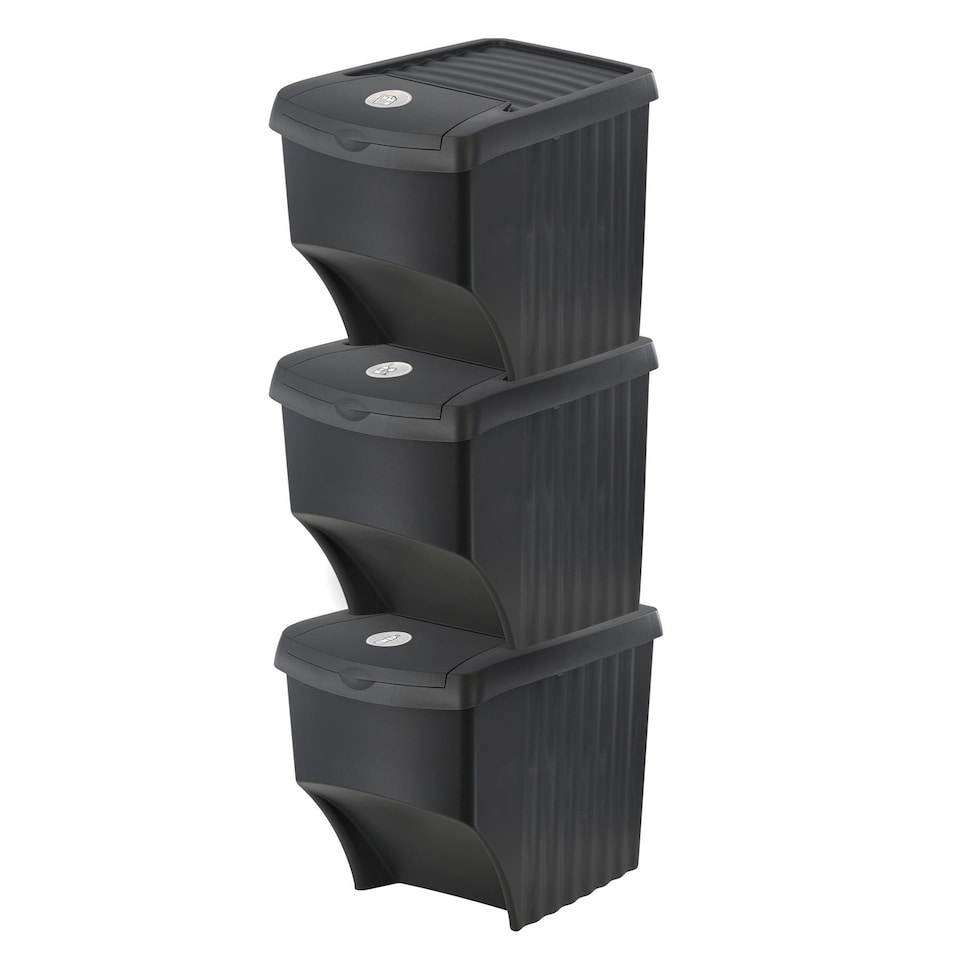 image 1 of GEEZY Durable Stackable Open Fronted Waste Bins with Lids Storage Container