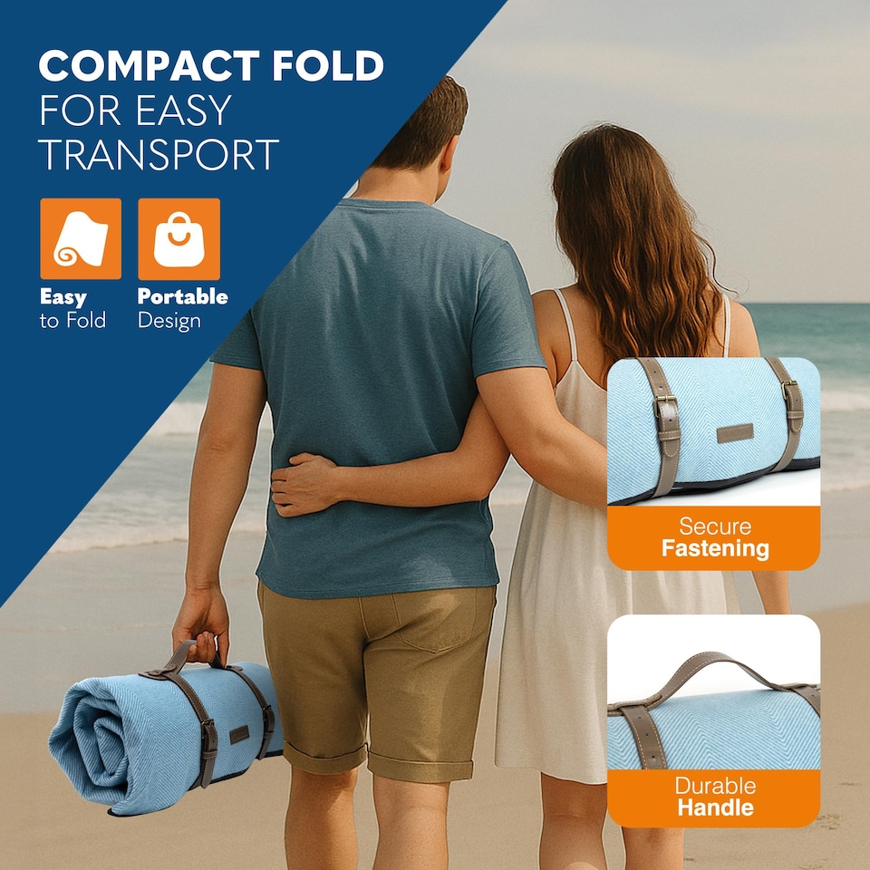image 1 of Voyager Extra Large Picnic Blanket with Waterproof Backing and Carry Handle