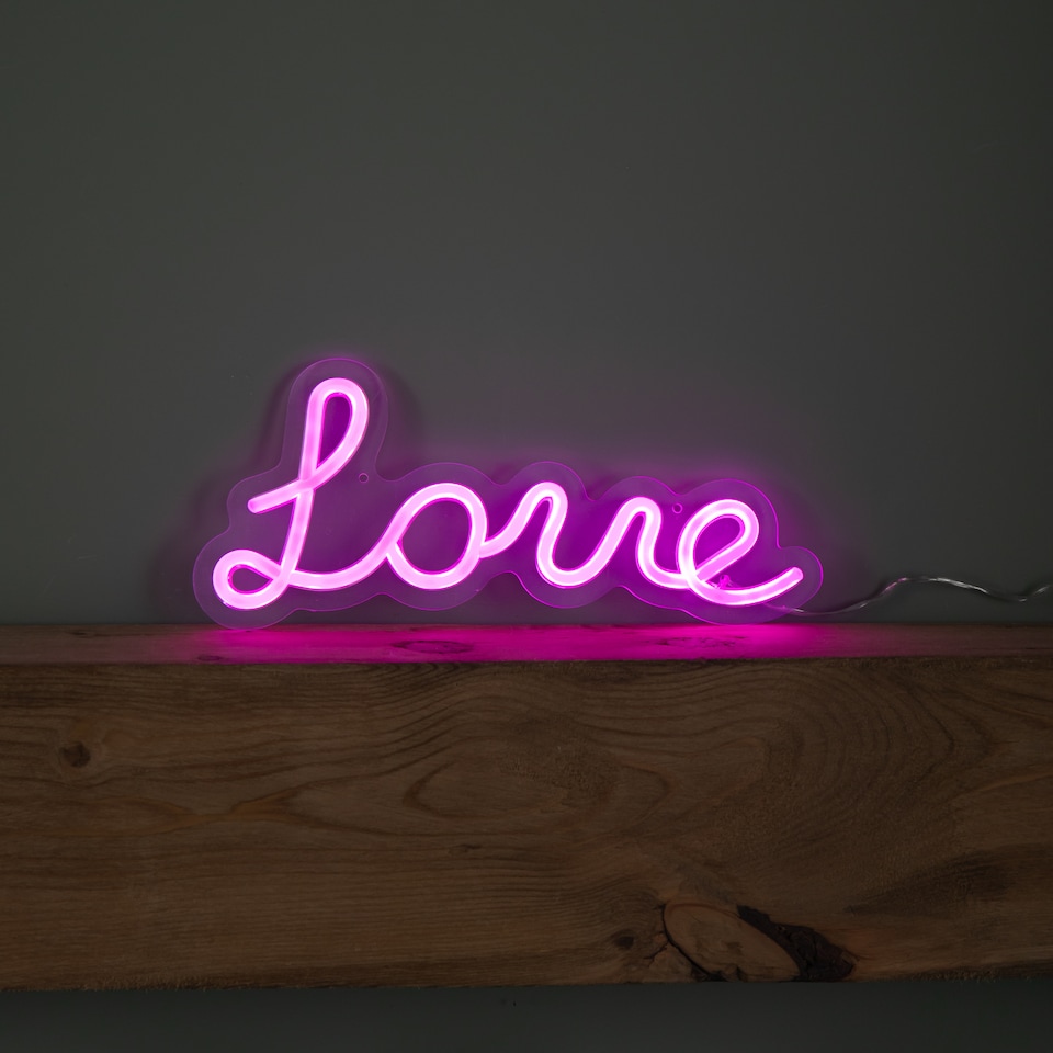image 1 of 30cm Light up Neon Effect Love Sign in Pink with 111 LEDs