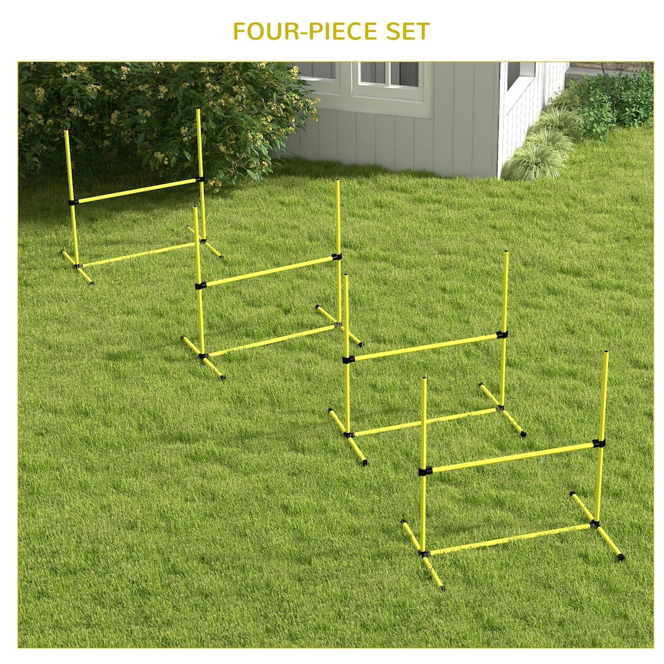 image 1 of PawHut 4 Pieces Dog Agility Training Equipment with Carrying Bag, Yellow