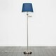 image 2 of ValueLights Sinatra Adjustable Swing Arm Floor Lamp In Brushed Chrome Finish with Blue Tapered Light Shade with LED GLS Bulb