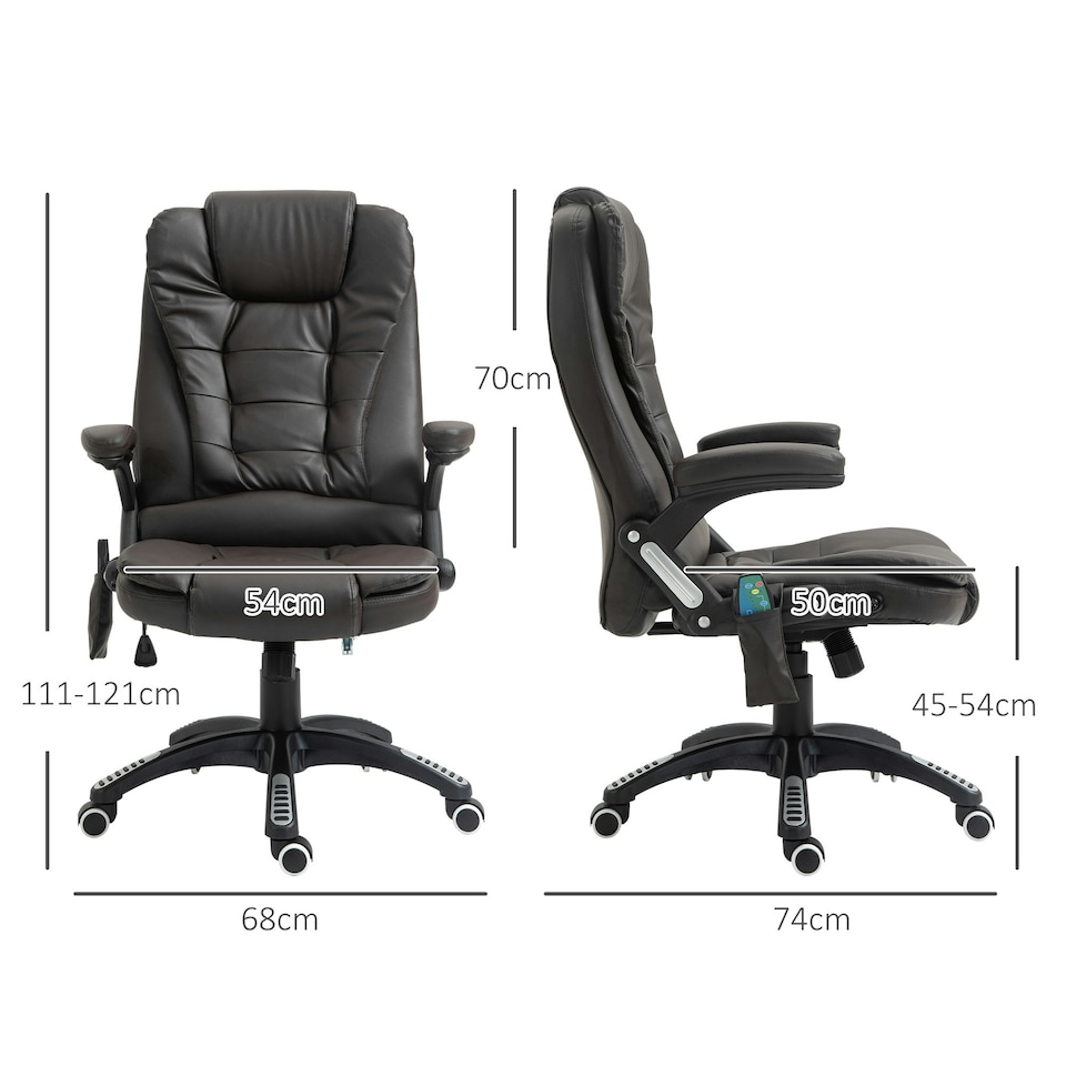 image 1 of HOMCOM Heated Vibrating Massage Office Chair with Reclining Function, Brown