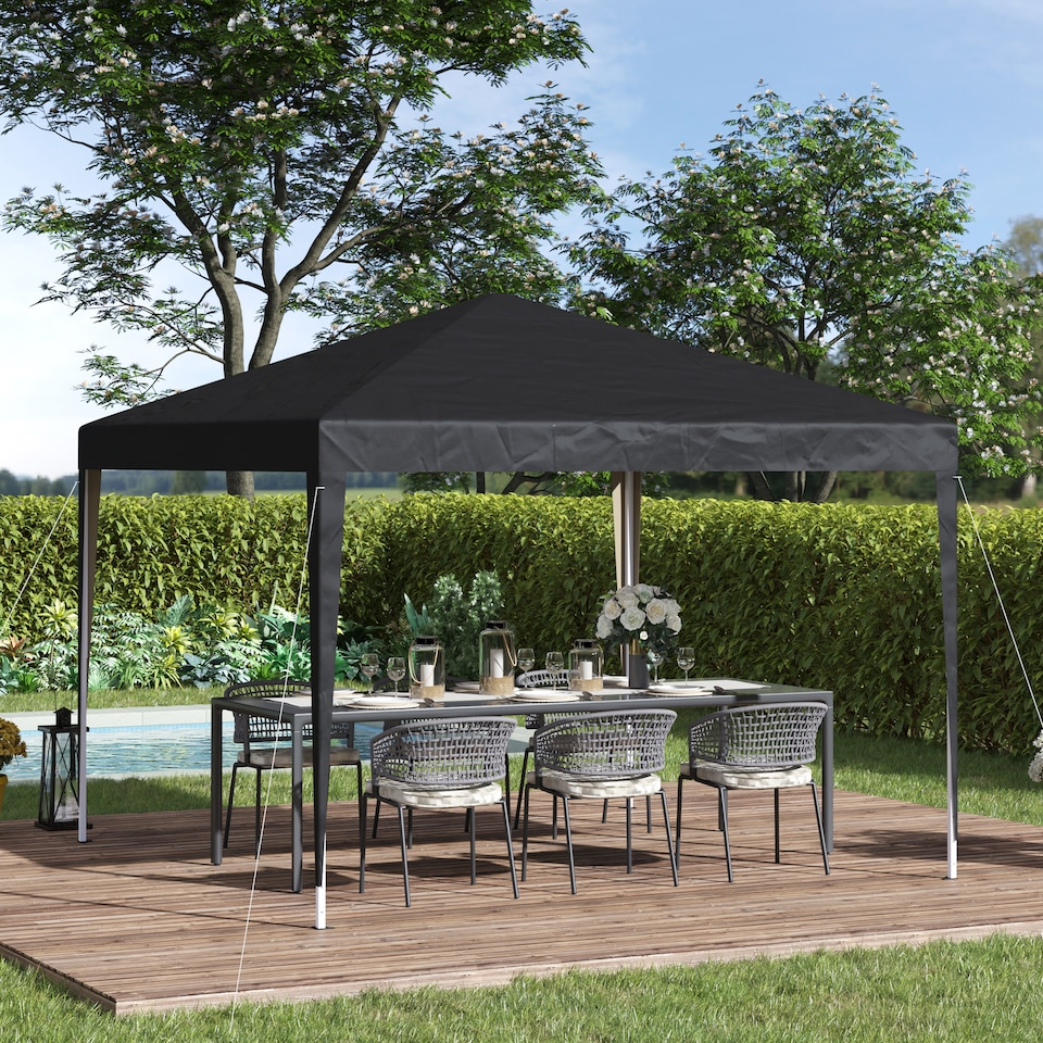 image 1 of Outsunny 3 x 3M Garden Pop Up Gazebo Height Adjustable Marquee Party Tent Wedding Canopy with Carrying Bag, Black