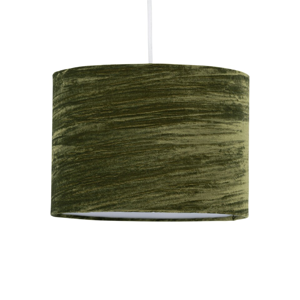 image 1 of Modern Green Crushed Velvet 33cm Easy Fit Ceiling Light Shade Pendants Green