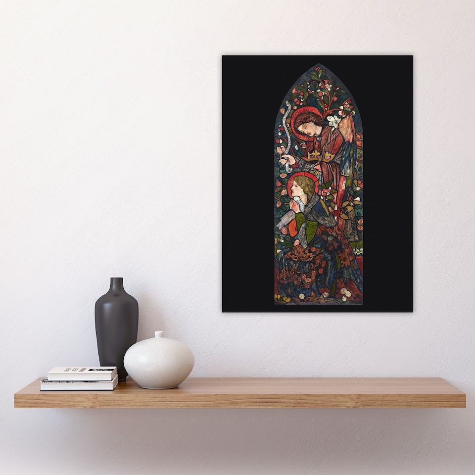 image 1 of The Annunciation Stained Glass Wall Art Print Edward Burne Jones 18x24"