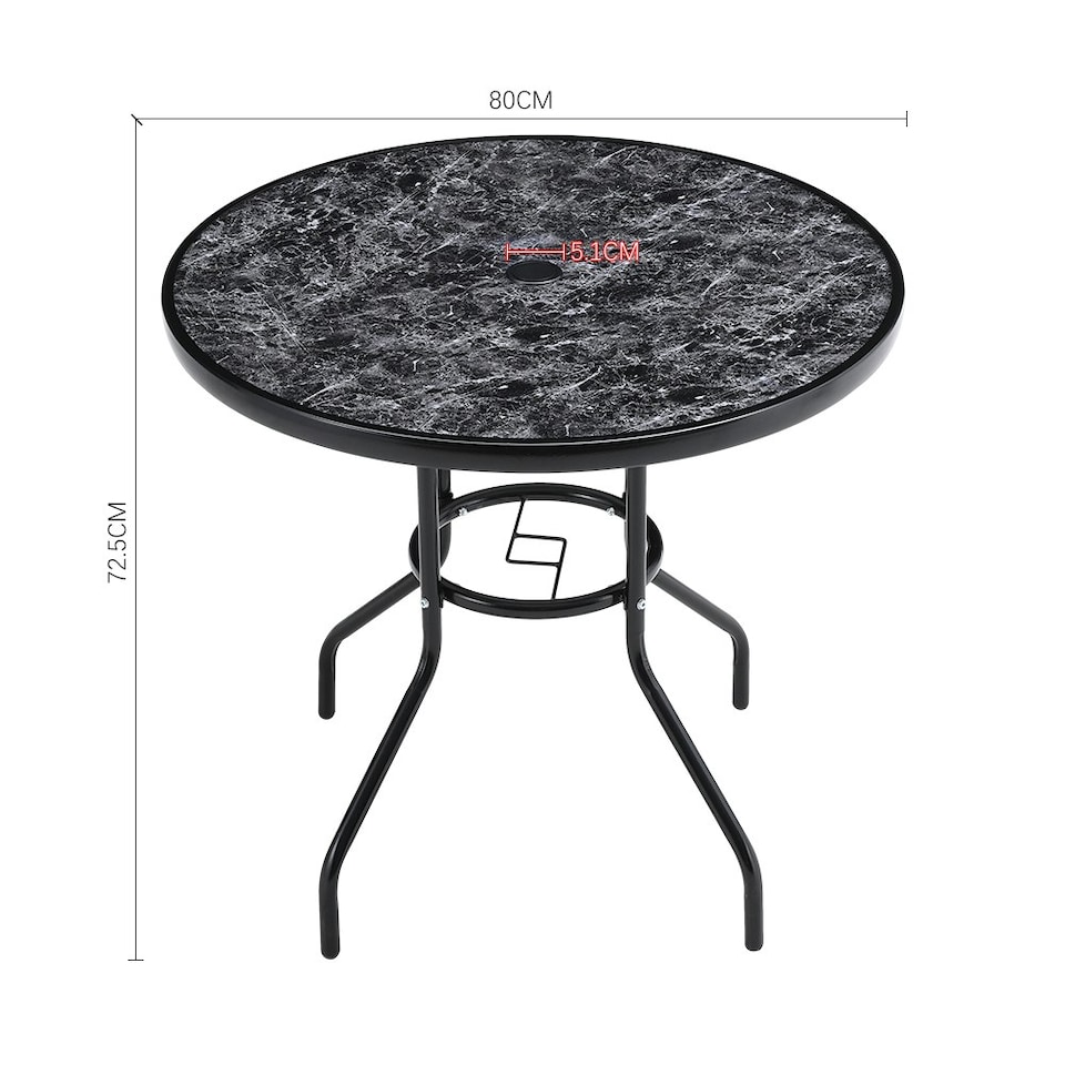 image 1 of Living and Home Garden Tempered Glass Marble Coffee Table - Black