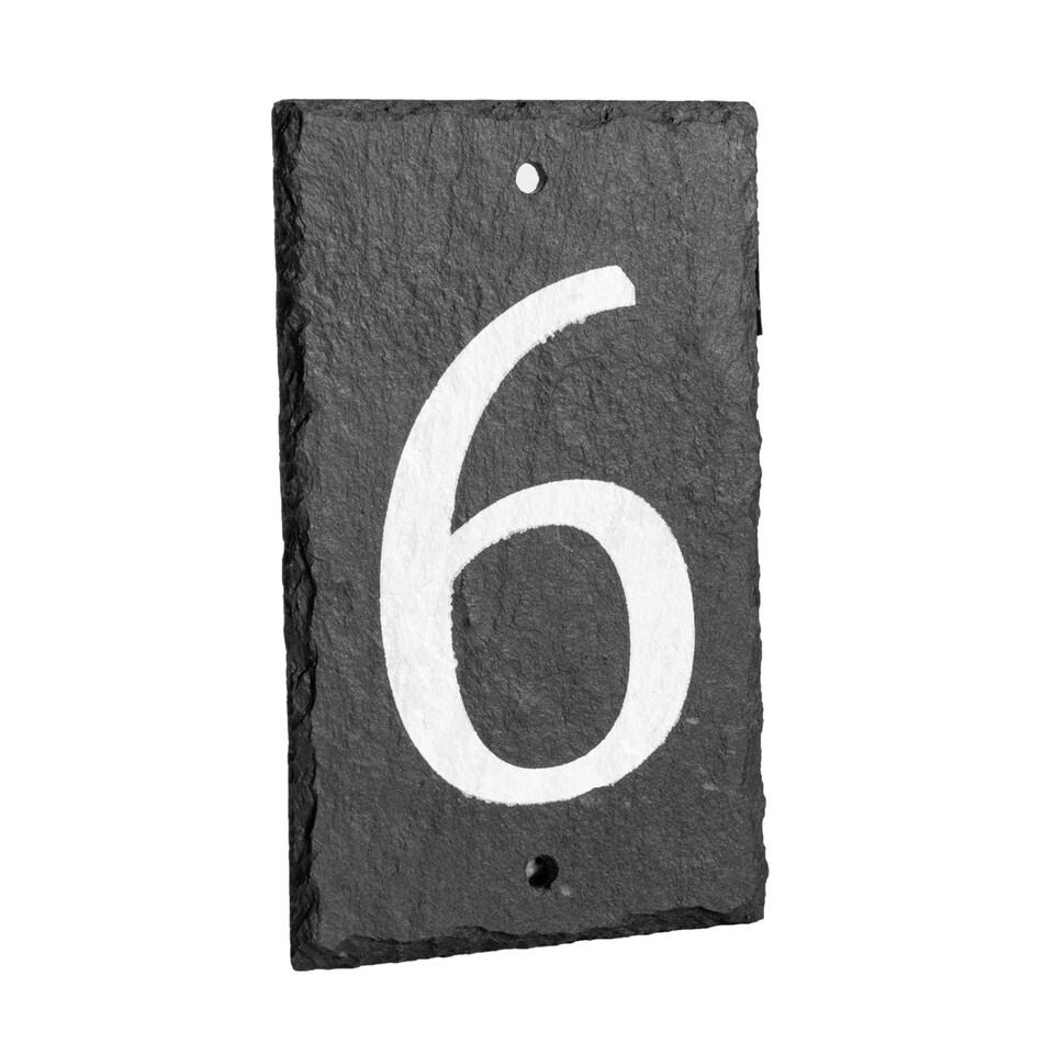 image 1 of Nicola Spring Slate House Sign - 9 x 14.5cm - Number 6