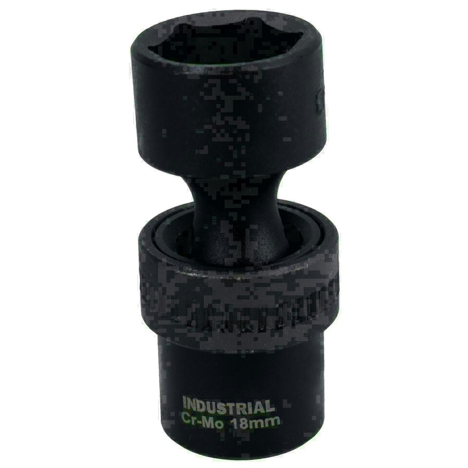 image 1 of 18mm 3/8in Drive Universal Swivel Wobble Metric Impact Shallow Socket