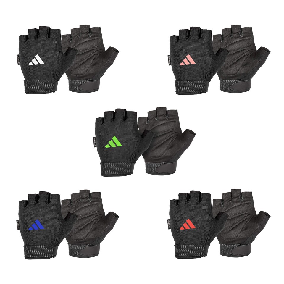 image 1 of Adidas Essential Adjustable Training Gloves, Aeroready Cooling, Padded Suede Palms. | Multi | White | L