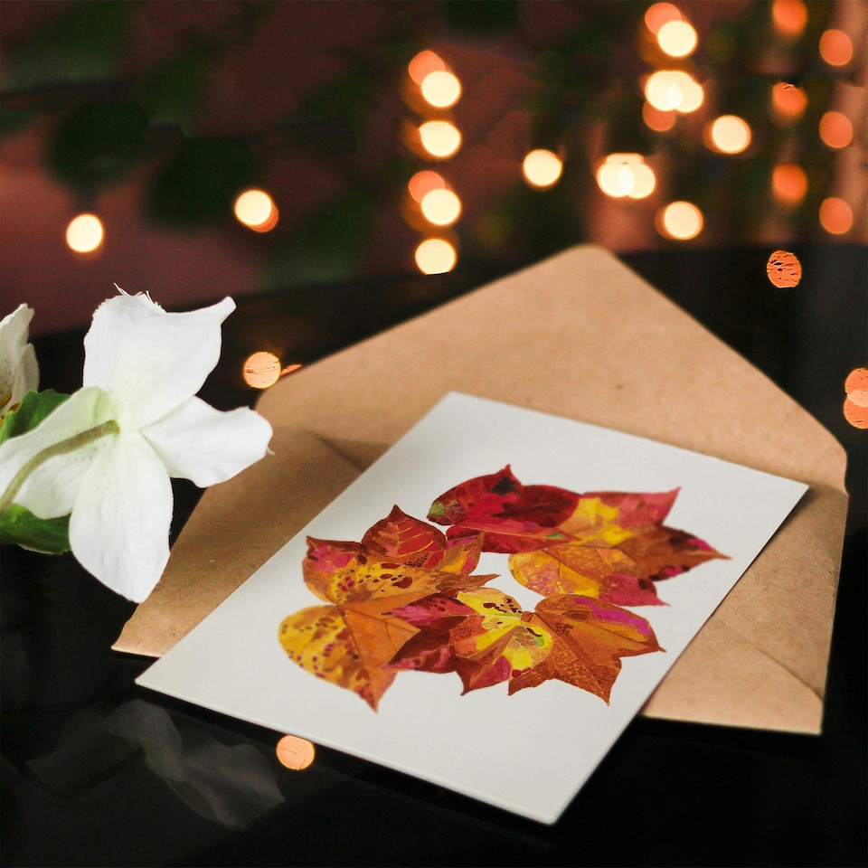 image 1 of Reijer Stolk Art Card Autumn Leaves Watercolour Painting