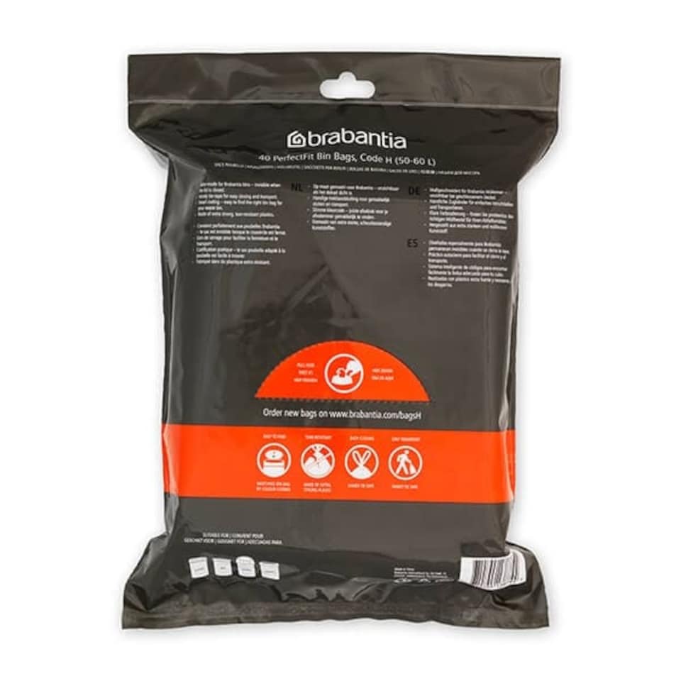 image 1 of Brabantia Size H SmartFix Perfect Fit Bin Liners 50 to 60 Litre 40 Bags Dispenser Pack