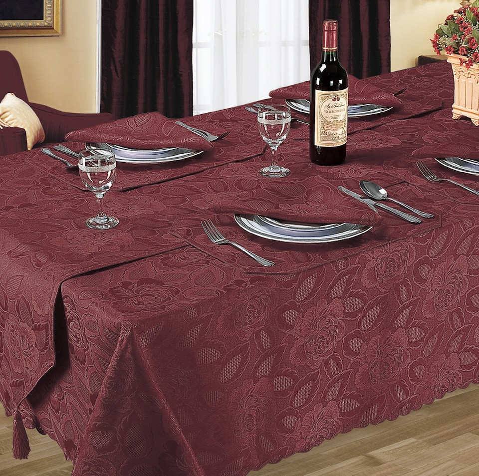 Kitchen Trends Rose Jacquard Tablecloth