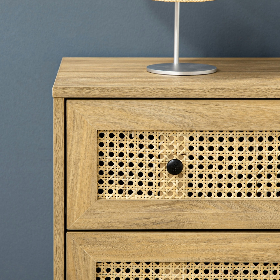 image 1 of HOMCOM Chest of Drawers, 4 Drawer Unit Storage Organiser with Rattan Element