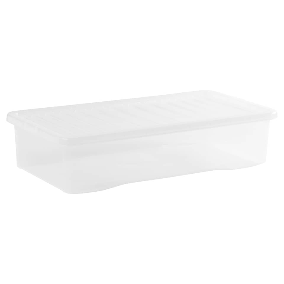 image 1 of Wham Crystal 5 x 42L Stackable Plastic Storage Boxes with Lids Clear Clear