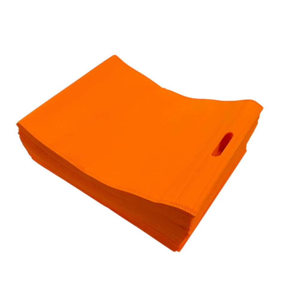 image 1 of Pack of 25 Orange Coloured 35x25cm Non-Woven Patch Handle Bags | Orange