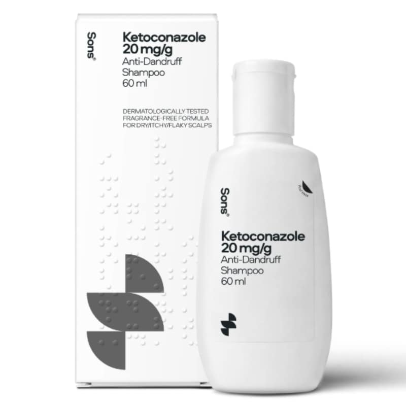Sons Ketoconazole 2% Anti-Dandruff Shampoo, Medicated Scalp Treatment, 60ml