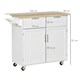 image 3 of HOMCOM Modern Rolling Kitchen Island w/ Adjustable Shelves, White