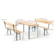 image 5 of Living and Home Foldable Wooden Height Adjustable Garden Dining Table Set - Green Frame & Natural Table Finish Brown