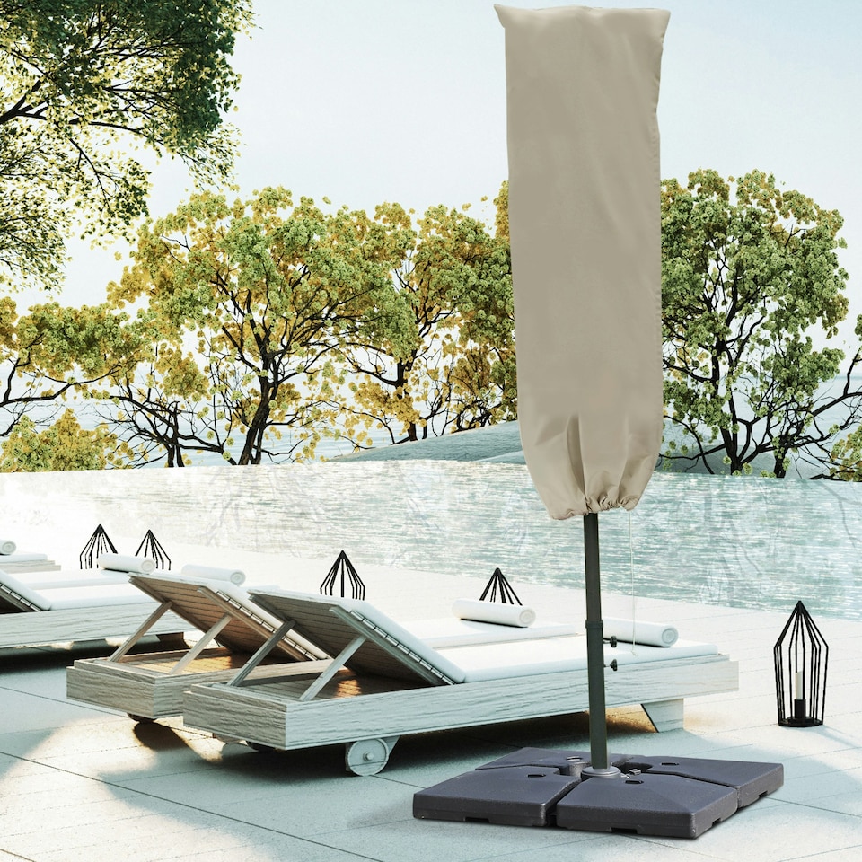 image 1 of Outsunny Garden Parasol Cover for 2-4m Outdoor Umbrella Protector w/ Rod, Zipper