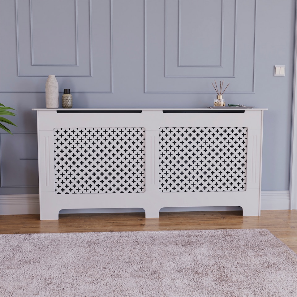 image 1 of Vida Designs Oxford Radiator Cover Painted MDF Cabinet, White, 172cm