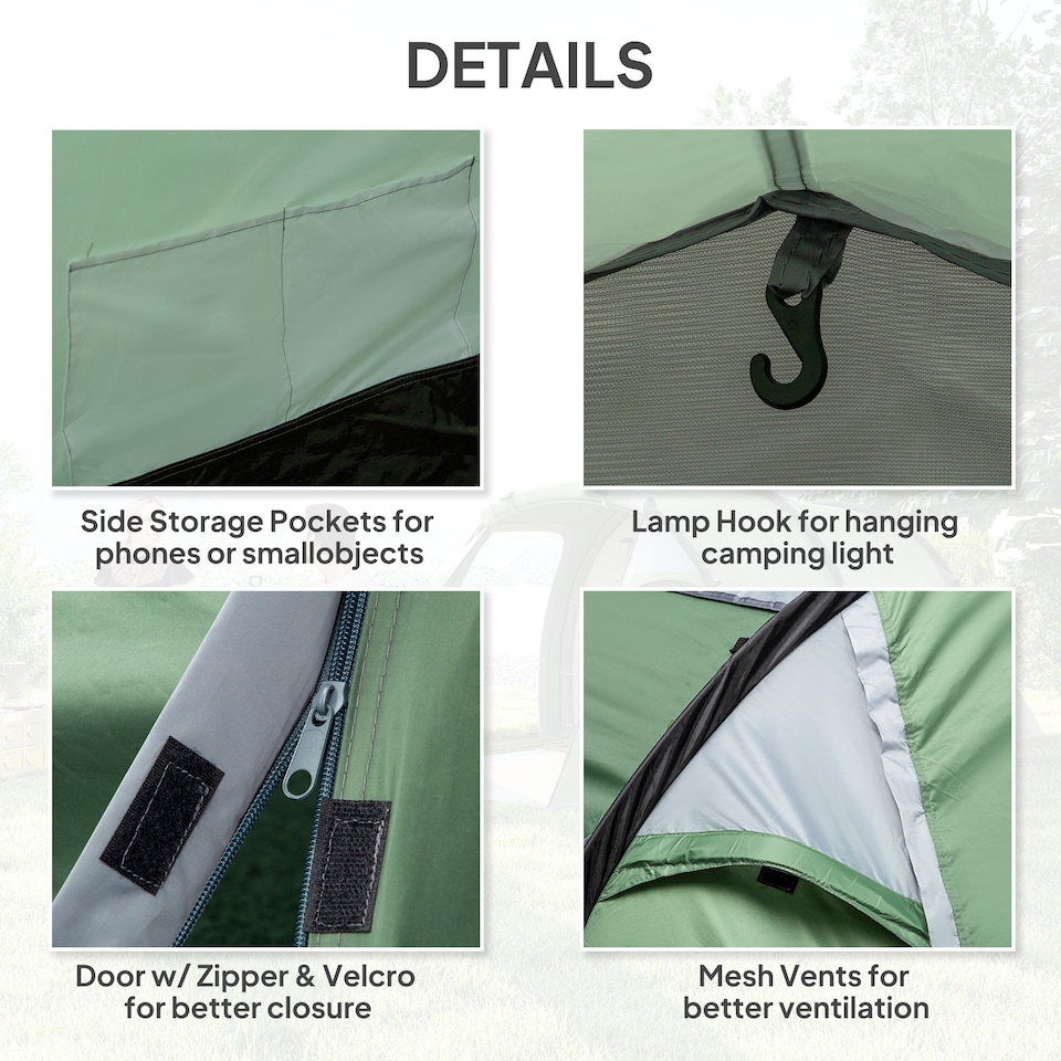 image 1 of Outsunny 3 Man Camping Tent with Porch and Weather-Resistant Rainfly, Green