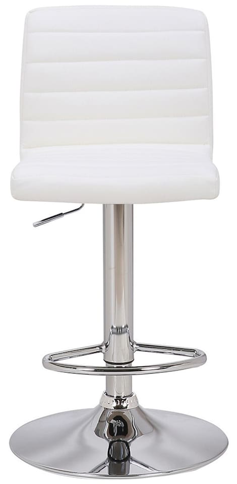 image 1 of Florentino Single Leather Kitchen Bar Stool, Chrome Footrest, Adjustable Swivel Gas Lift, Breakfast Bar & Home Barstool, White