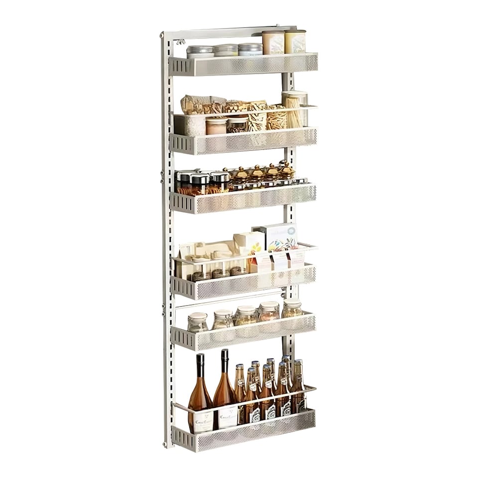 London Boutique White Carbon Steel 6 Tier Over The Door Hanging Pantry ...
