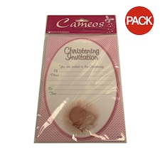 Cameos Christening Invitations (Pack of 20) - Pink/White - One Size