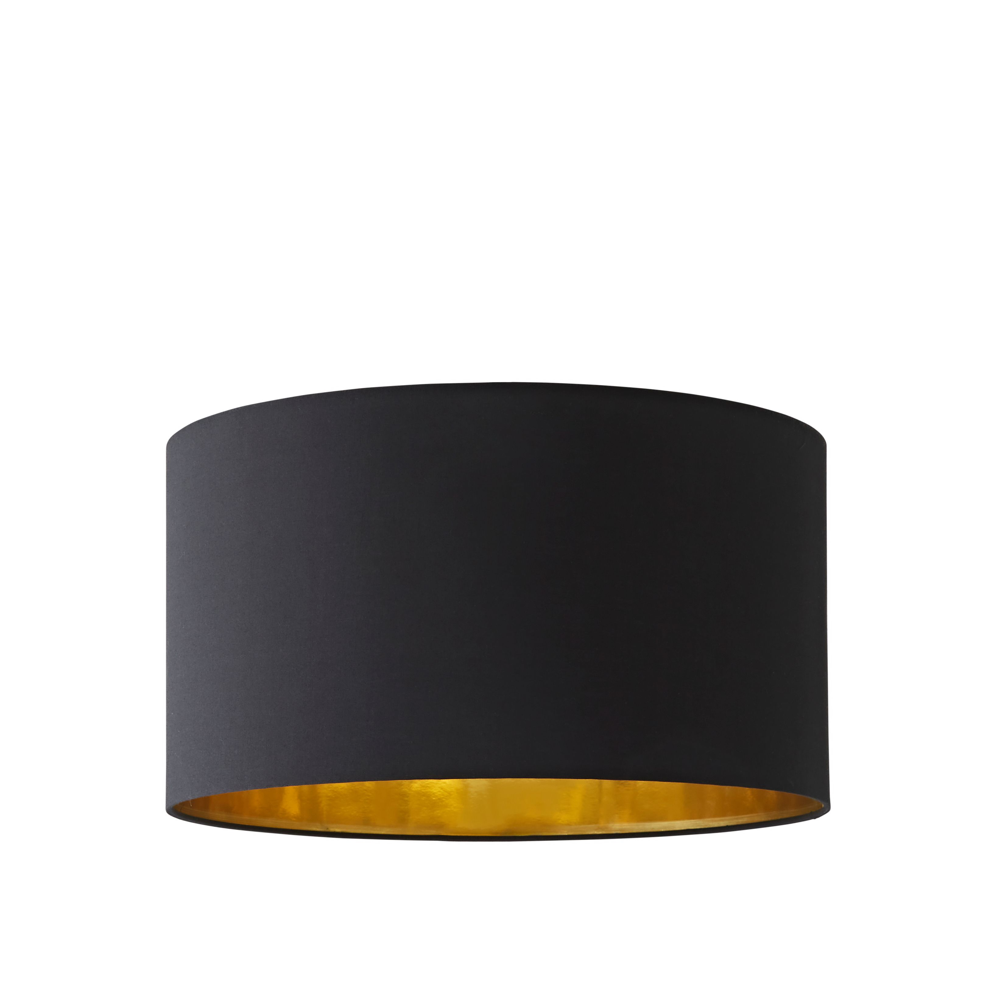 ValueLights Reni Black with Metallic Gold Inner Easy Fit Drum Ceiling Lamp Shade | Size: Large