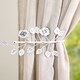 image 2 of Set of 2 White Leaf Curtain Tie Backs