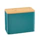 image 4 of Cooks Professional Diamond Pattern Bread Bin with Linen Bag & Bamboo Cutting Board Lid | Green | Teal | 1