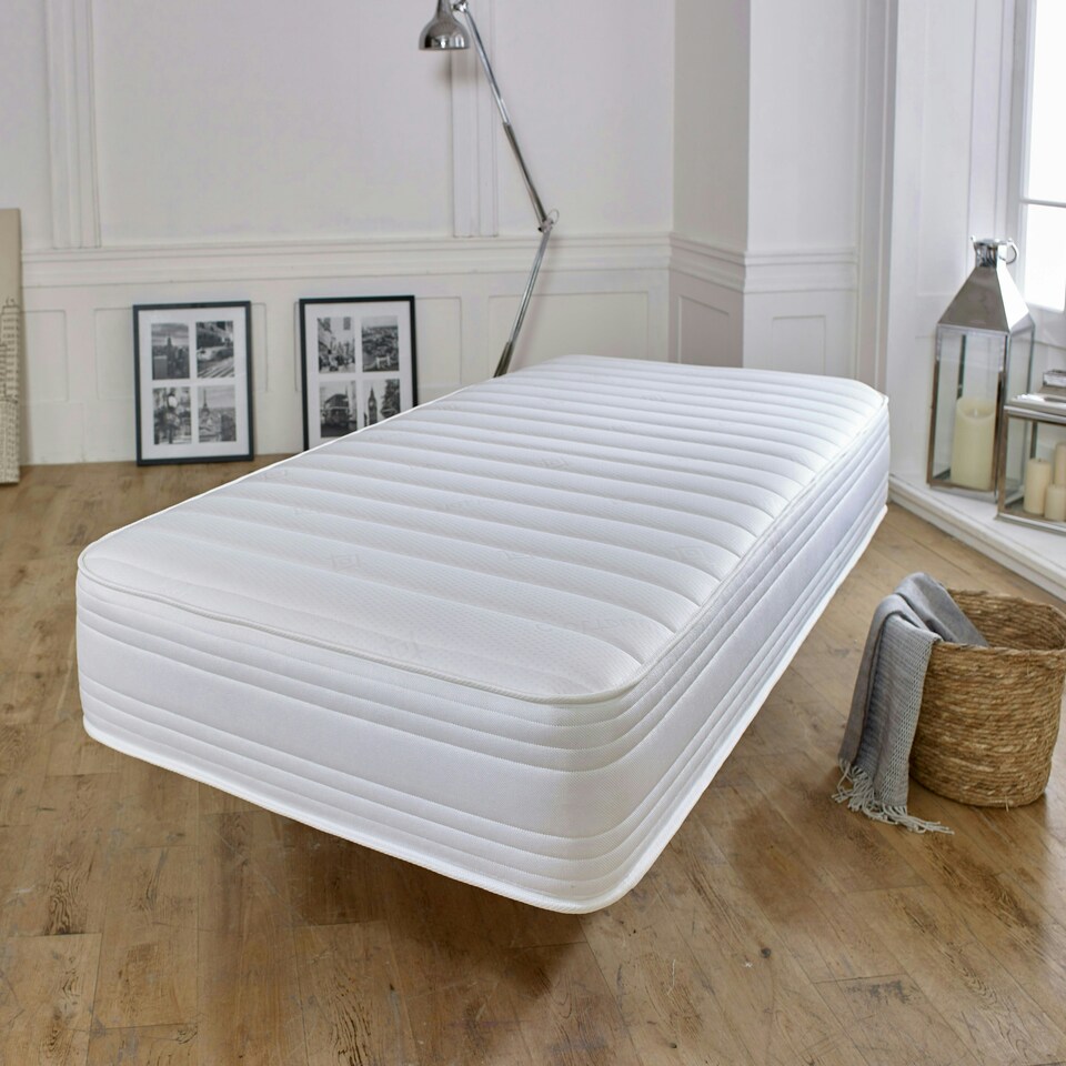 image 1 of Straight Line Hybrid Mattress - Memory Foam & Spring Support White | Small Double