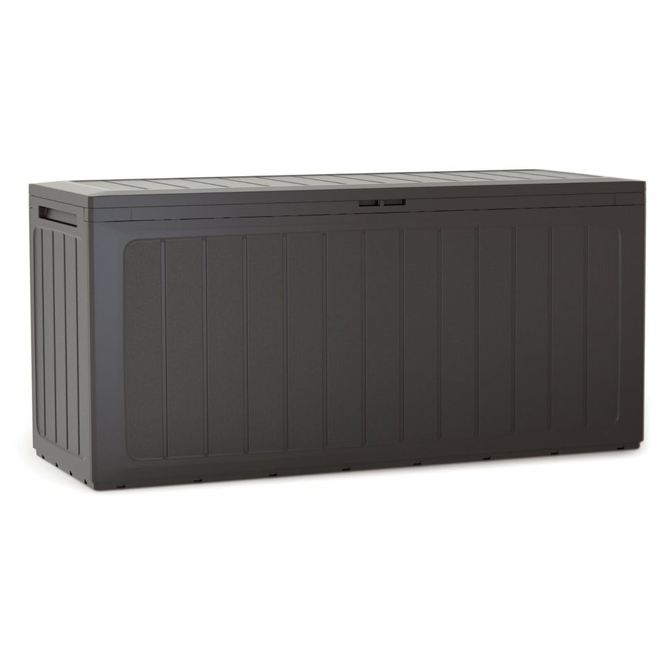 image 1 of 280L Outdoor Storage Box Garden Patio Plastic Lid Container | Brown | 1