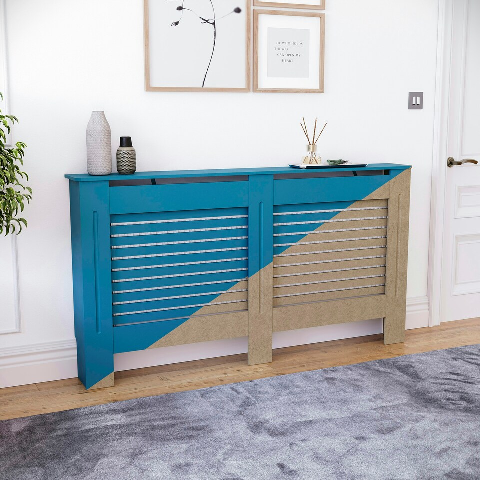 image 1 of Vida Designs Milton Radiator Cover MDF Slatted Cabinet, Unfinished, 152cm