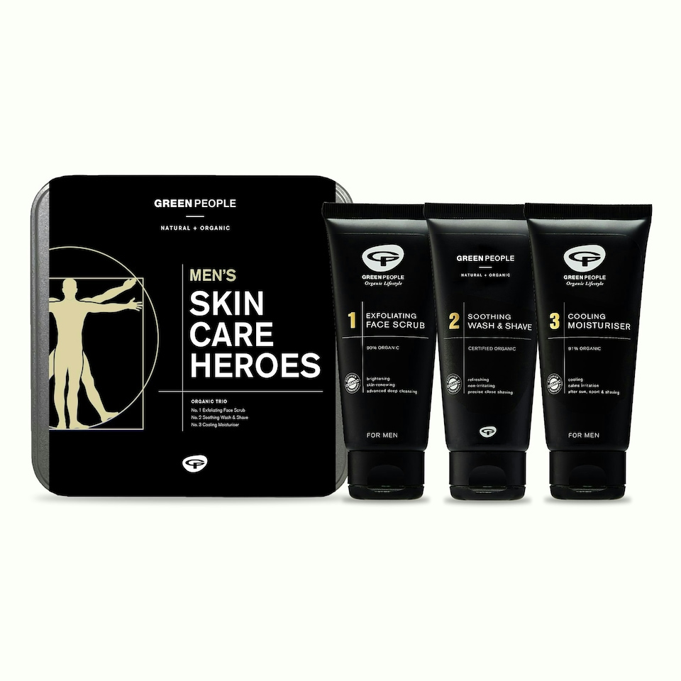 image 1 of Green People For Men Skin Care Heroes - Natural & Organic Gift Set - Cooling Shaving & Grooming - SLS, Paraben & Ethanol Free - Vegan