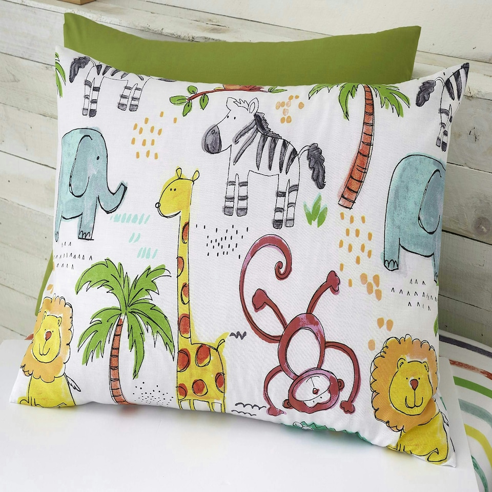 image 1 of Portfolio Home Jungle Fun Animals Reversible Soft Easy Care Bed Linen Duvet Cover Quilt Bedding Set With Pillow Case Multi | Toddler