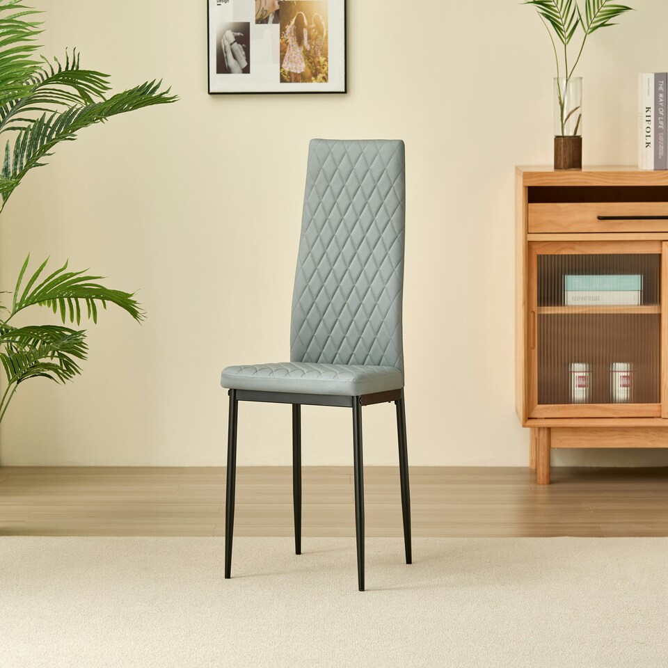 image 1 of Miami Dining Table with 4 Emily Leather Chairs Black