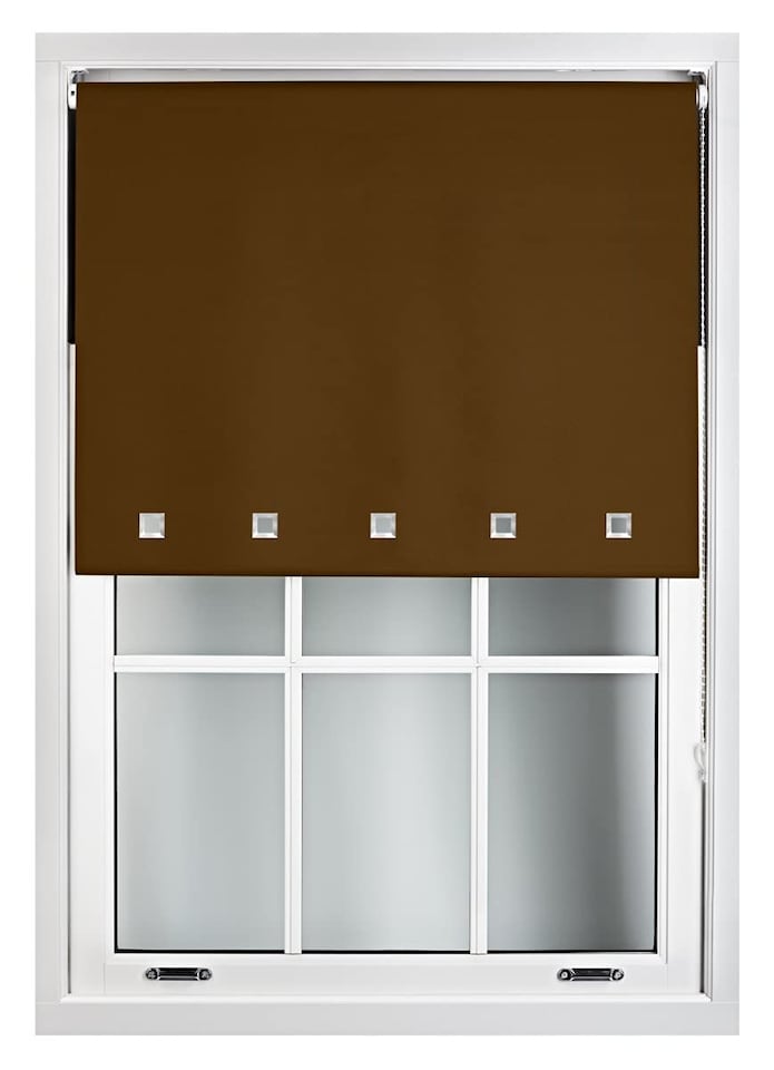 image 1 of Cut to Size Blackout Roller Blind with Square Eyelets | Custom Fit Window Blind by Furnished